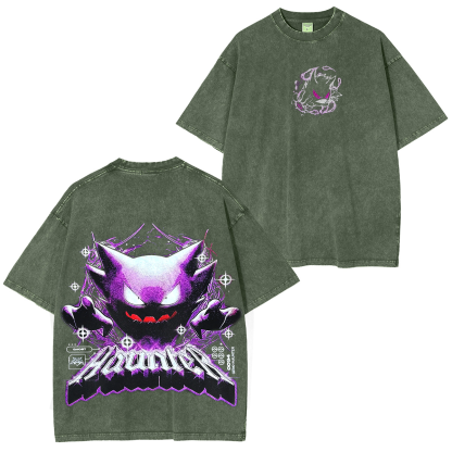 Pokémon Gengar Checker  Unisex Washed T-Shirt