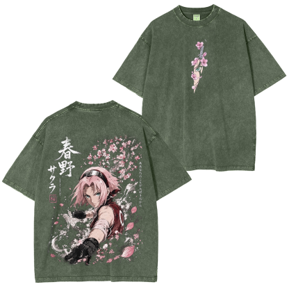 Naruto Sakura Unisex Washed T-Shirt