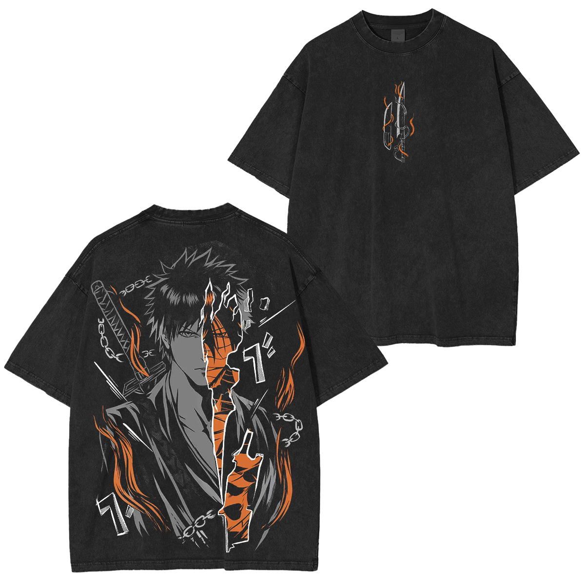 Bleach Ichigo Kurosaki Oversized Vintage Unisex Washed T-Shirt