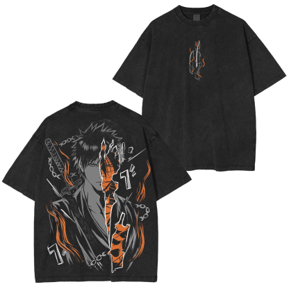 Bleach Ichigo Kurosaki Oversized Vintage Unisex Washed T-Shirt