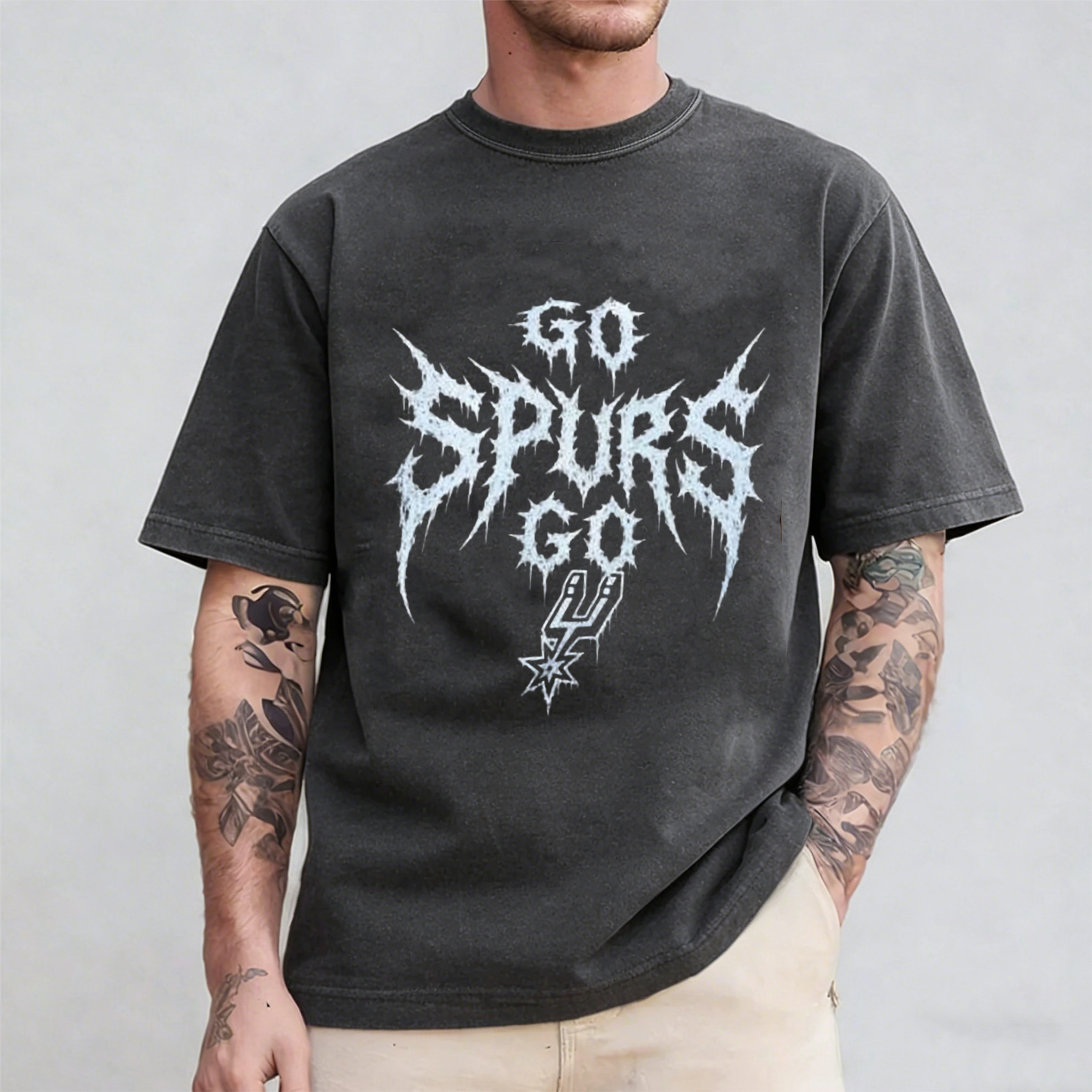 GO SPURS GO San Antonio Spurs Metal Font Voltage Oversized T-shirt/Crewneck/Hoodie