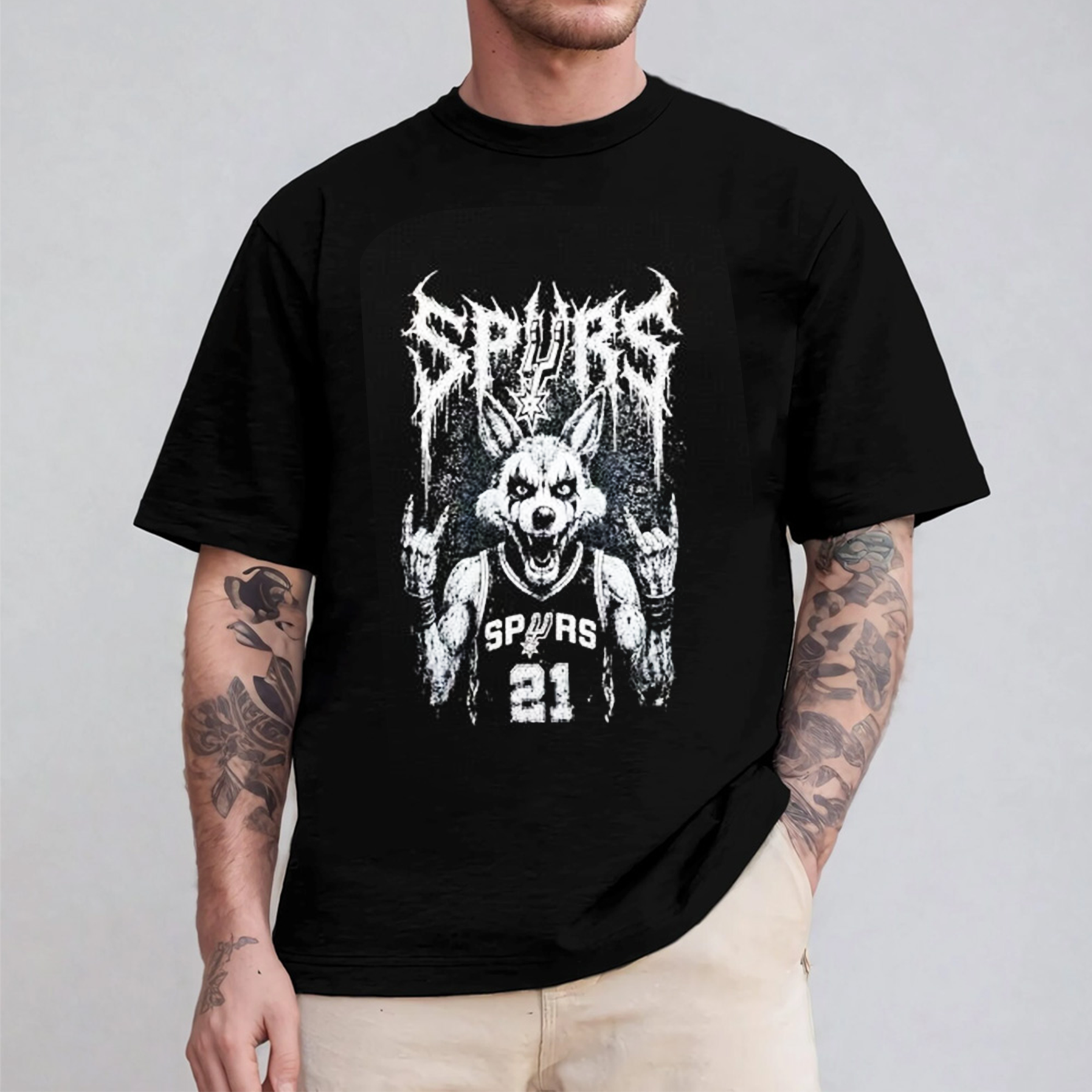 San Antonio Spurs Death Metal Coyote Rock On 21  Oversized T-shirt/Crewneck/Hoodie