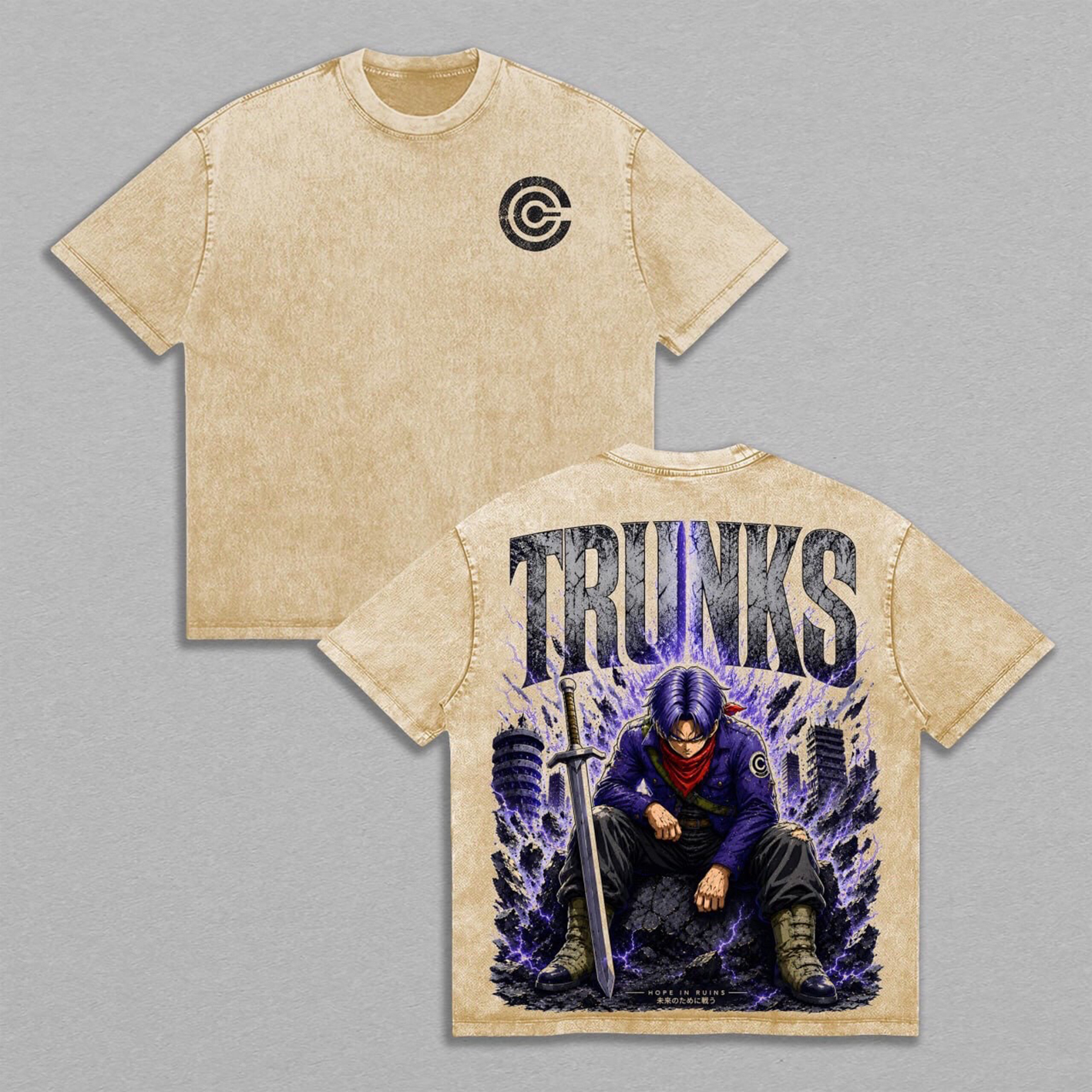 Future Trunks Dragon Ball Vintage Unisex  Washed T-Shirt