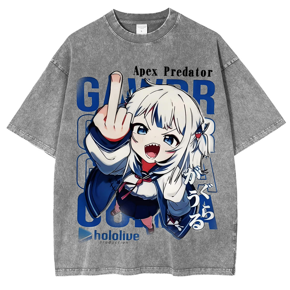 Gawr Gura Waifu Hololive Unisex Washed T-Shirt