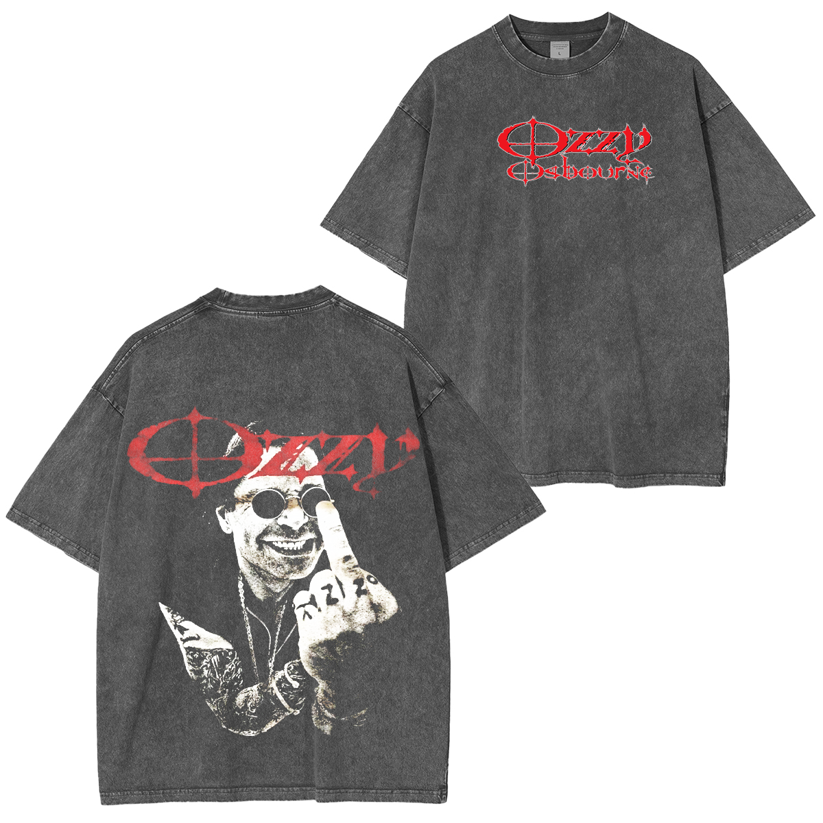 Ozzy OsBourne Middle Finger Cotton Black T-Shirt