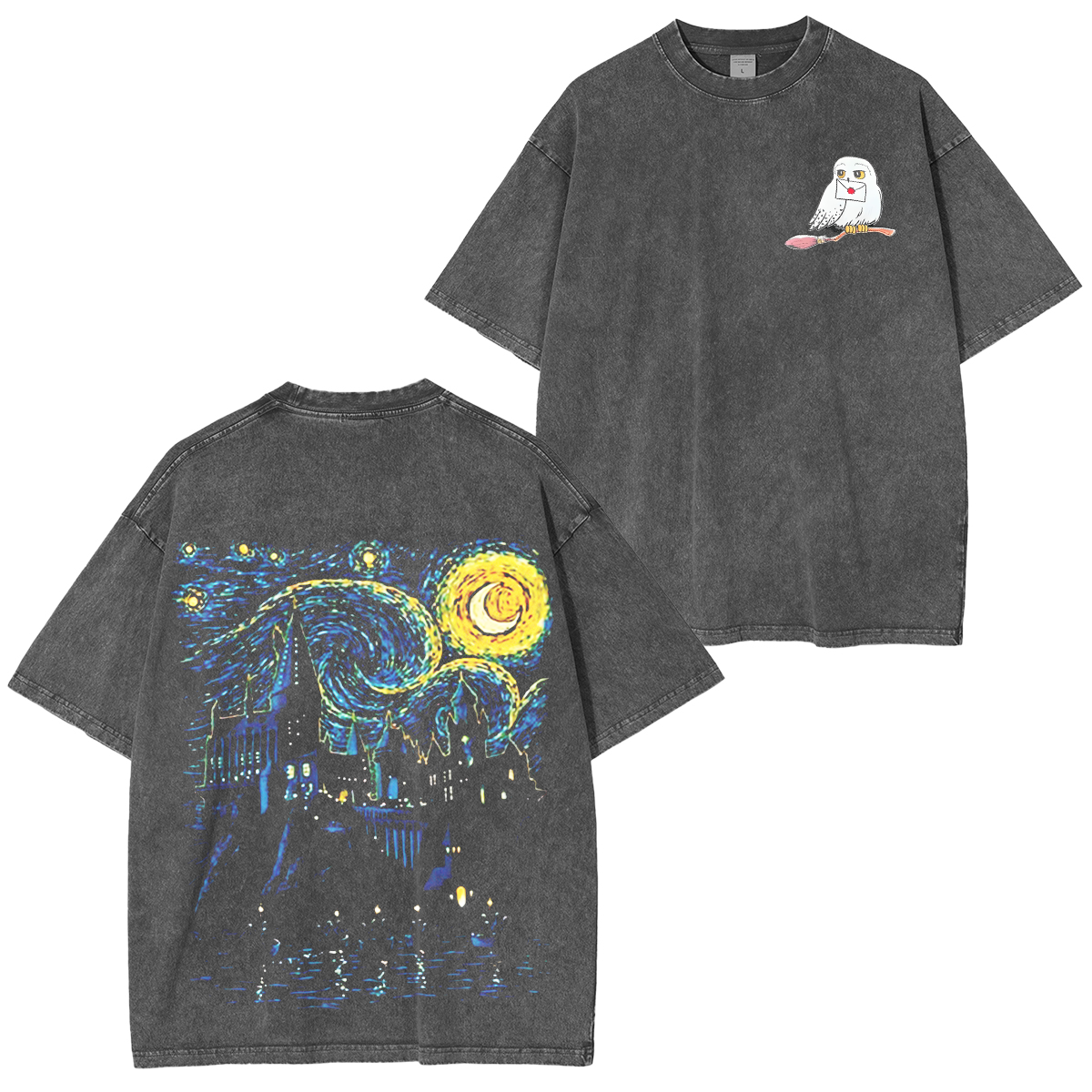 Hogwarts Castle and The Starry Night Vintage Washed T-shirt/Crewneck/Hoodie