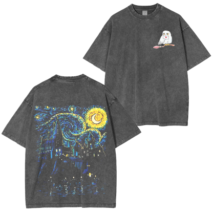 Hogwarts Castle and The Starry Night Vintage Washed T-shirt/Crewneck/Hoodie