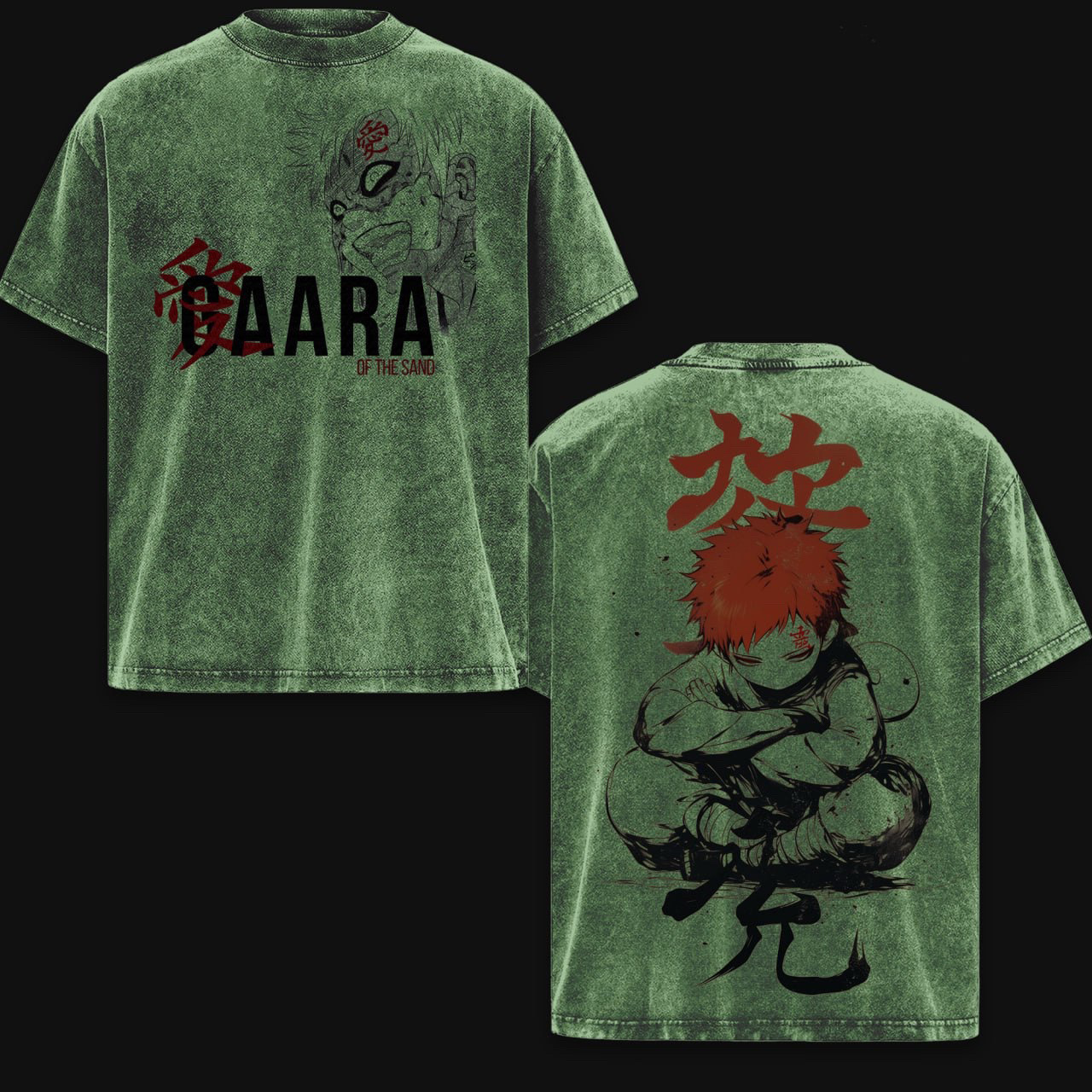 Gaara Naruto Anime Double  Vintage Washed T-shirt/Crewneck/Hoodie