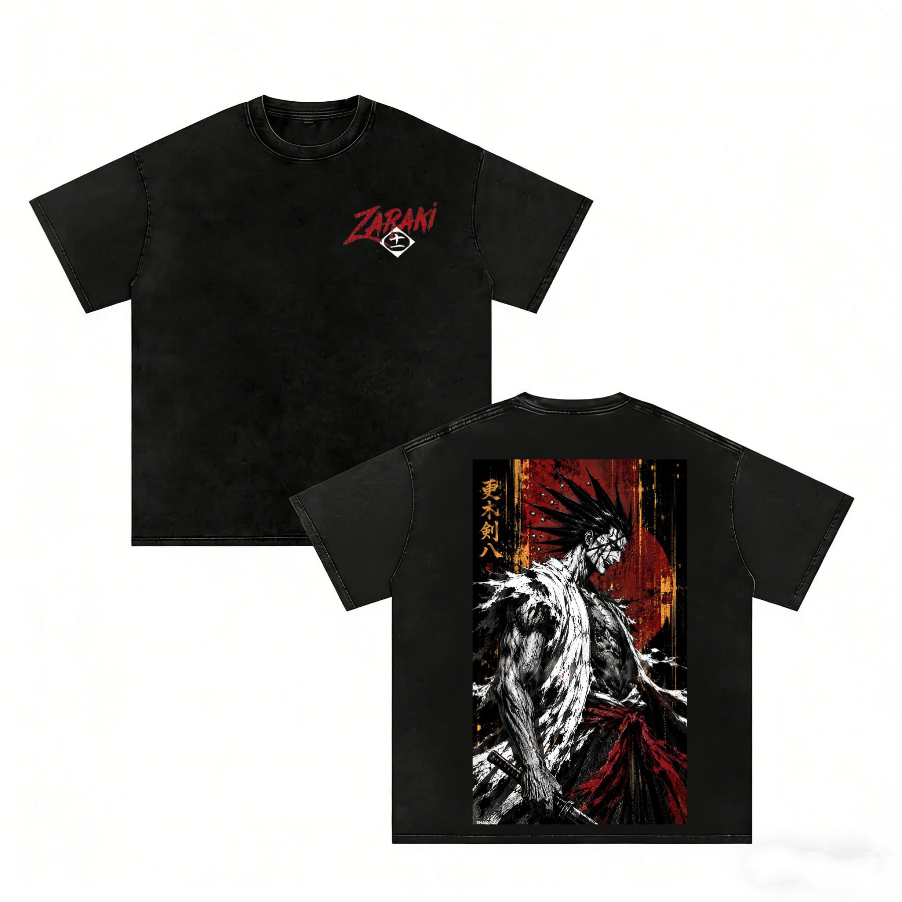 Kenpachi Bleach Anime Unisex Washed T-Shirt