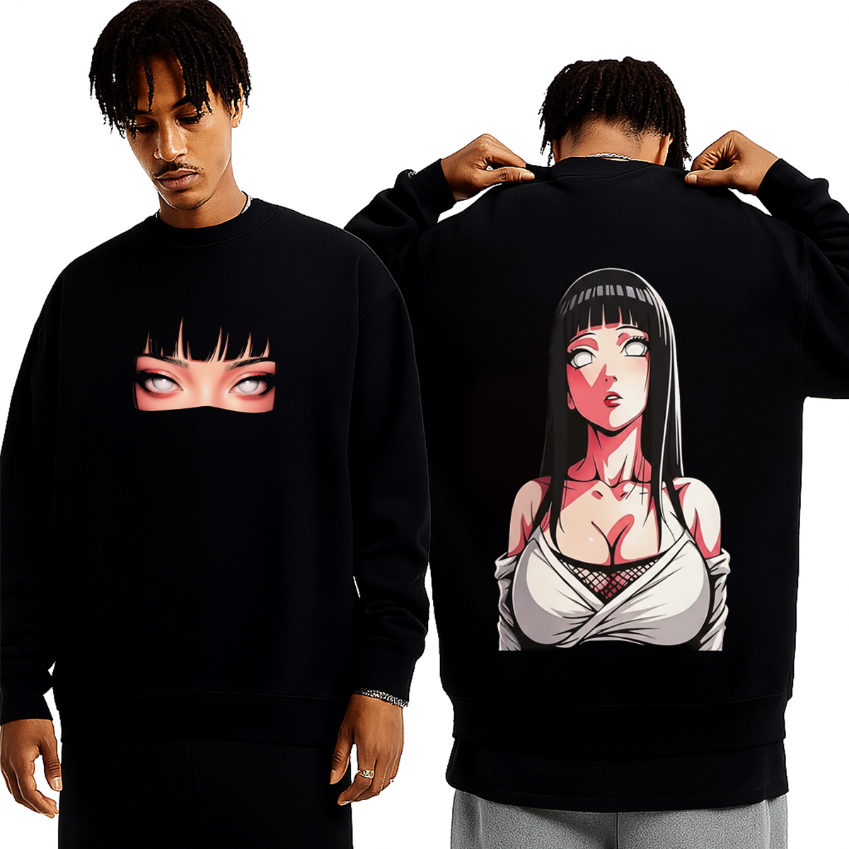 Hinata x Naruto Anime Double Printed Vintage Washed T-shirt/Crewneck/Hoodie