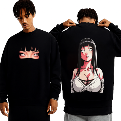 Hinata x Naruto Anime Double Printed Vintage Washed T-shirt/Crewneck/Hoodie
