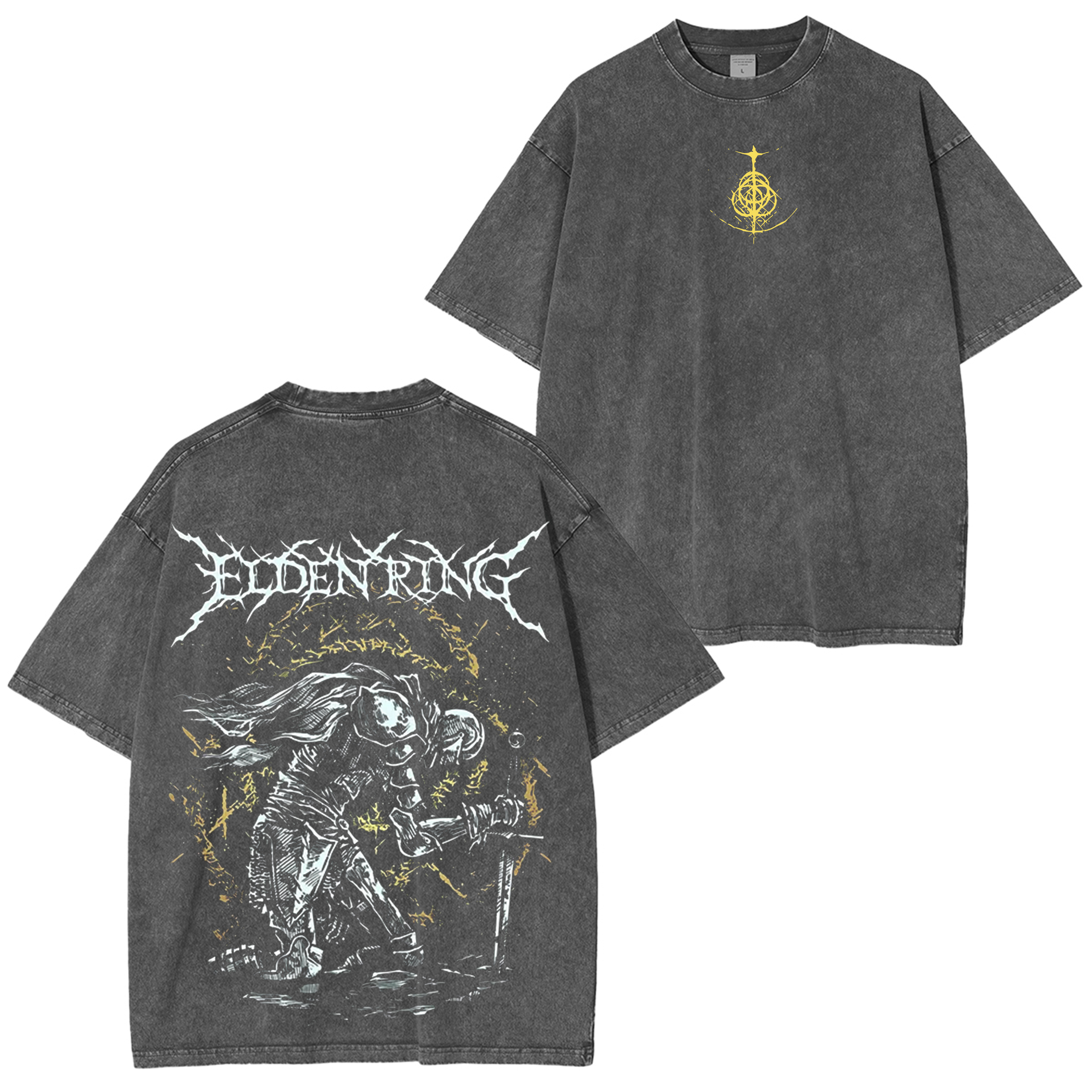 Elden Ring The Tarnished Heavy Metal Game T-shirt