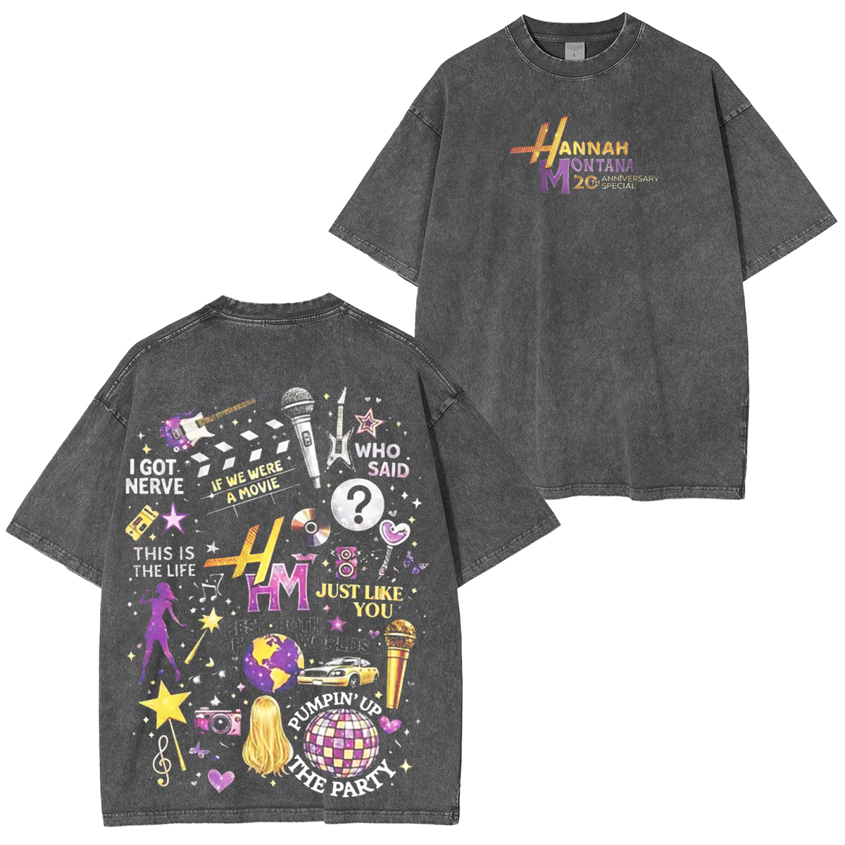 Hannah Montana 20th Anniversary Vintage Unisex  Washed T-Shirt