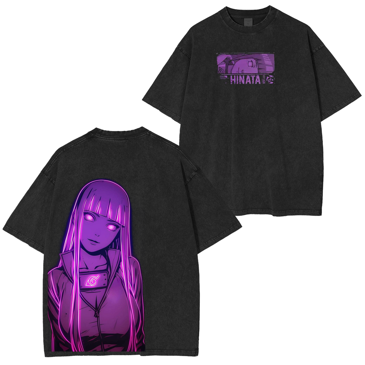 Hinata Hyuga - Anime Double Printed Vintage Unisex Washed T-Shirt