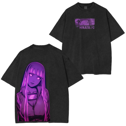 Hinata Hyuga - Anime Double Printed Vintage Unisex Washed T-Shirt