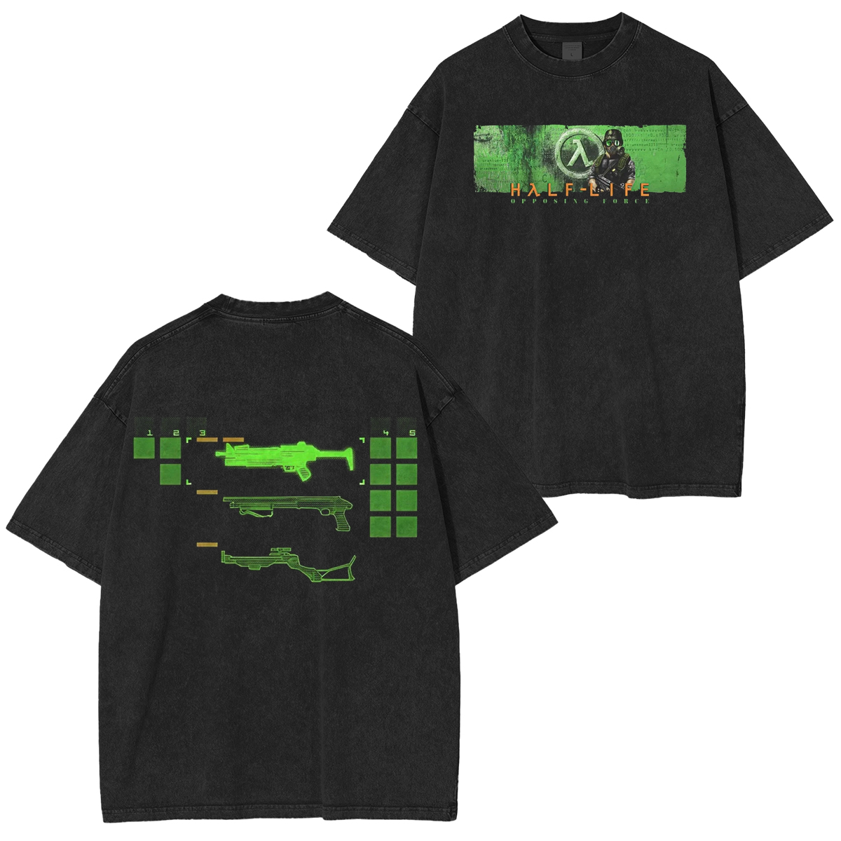 Half-Life Graphic Print Video Game Oversized Unisex Washed T-Shirt