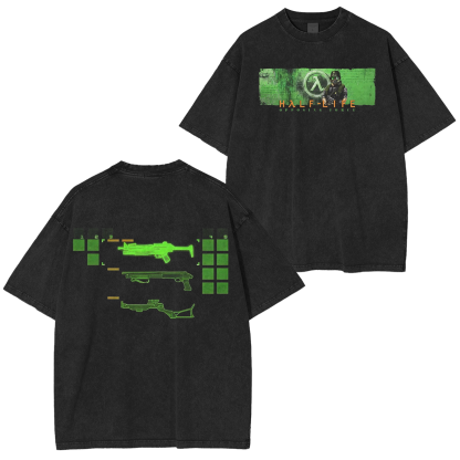 Half-Life Graphic Print Video Game Oversized Unisex Washed T-Shirt
