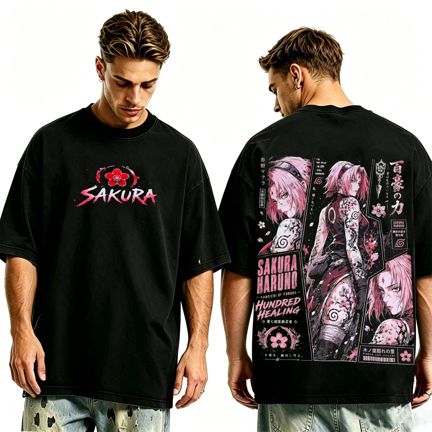 Naruto Sakuraharuno Anime Unisex Washed T-shirt/Crewneck/Hoodie