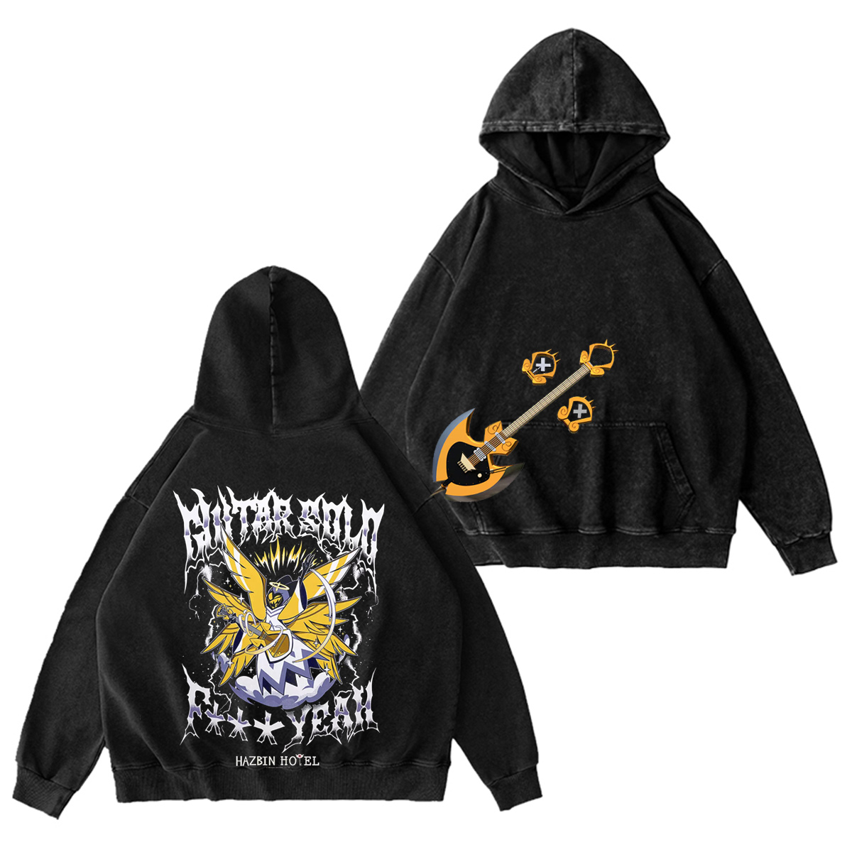 Retro Guitar Solo Cartoon Character Oversized Washed T-shirt/Crewneck/Hoodie
