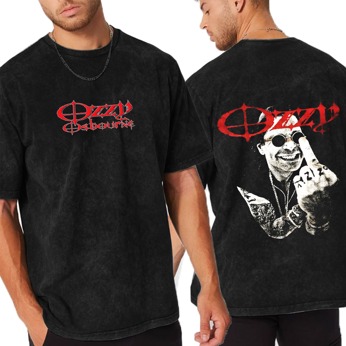 Ozzy OsBourne Middle Finger Cotton Black T-Shirt