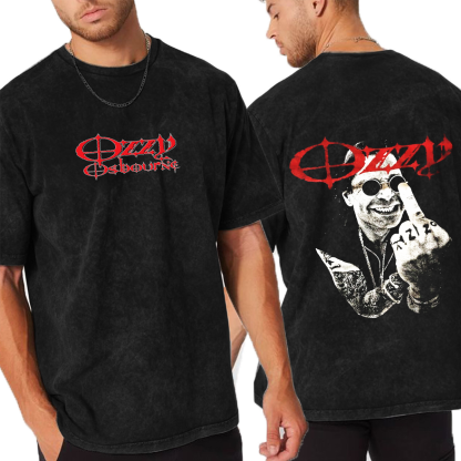 Ozzy OsBourne Middle Finger Cotton Black T-Shirt