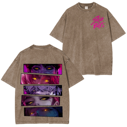 KPop Demon Hunters Saja Boys Oversized  Washed  Vintage Tee