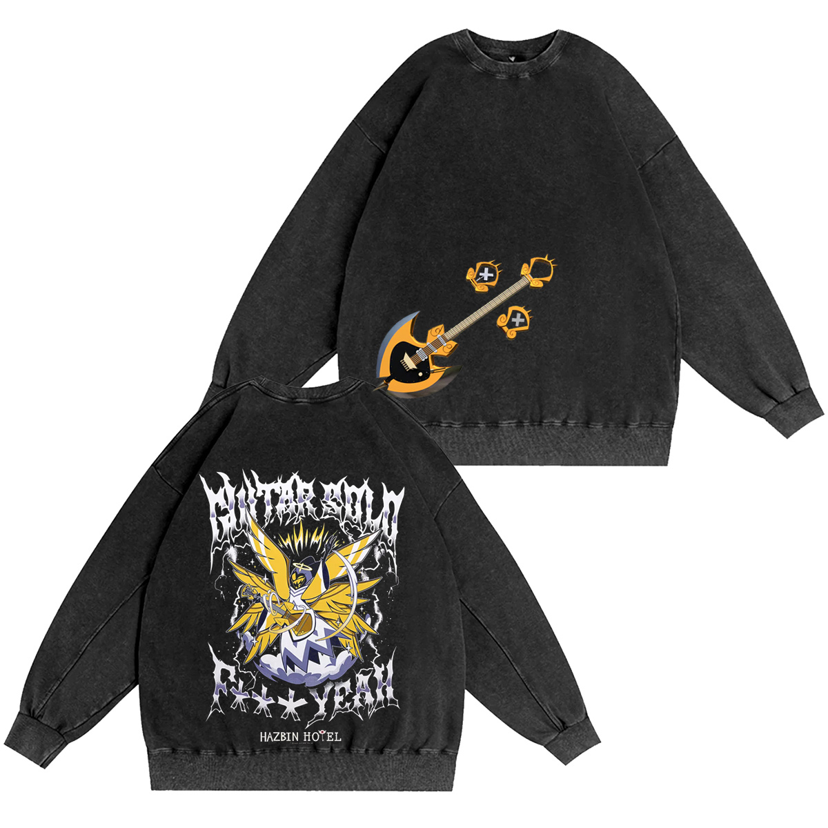 Retro Guitar Solo Cartoon Character Oversized Washed T-shirt/Crewneck/Hoodie