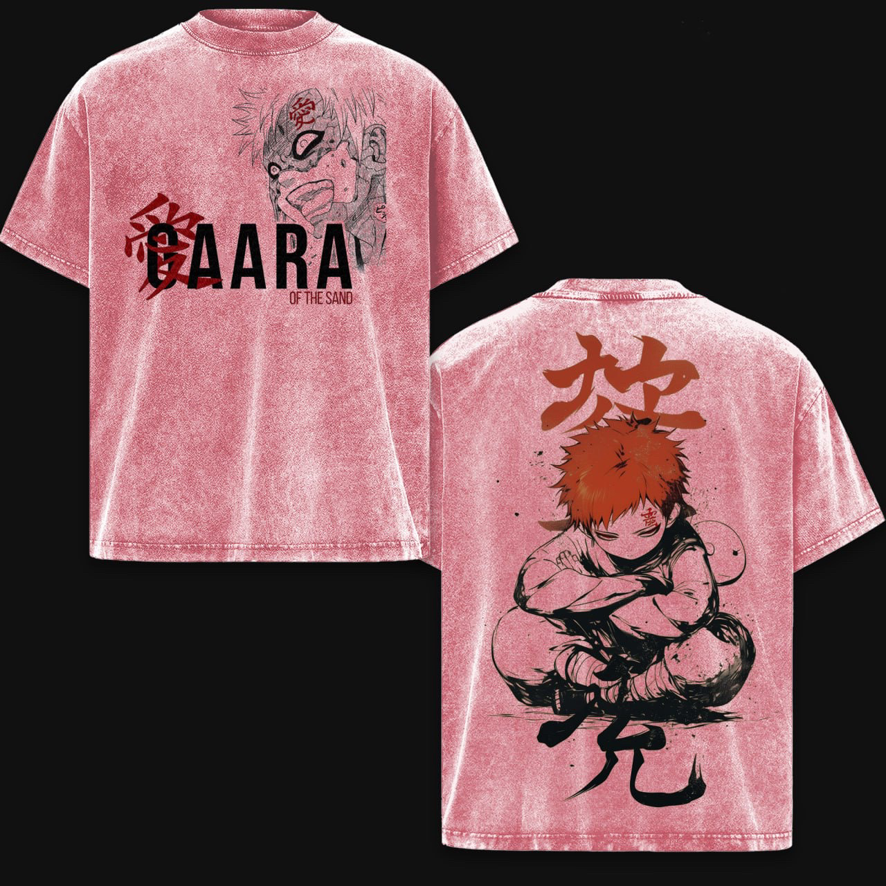 Gaara Naruto Anime Double  Vintage Washed T-shirt/Crewneck/Hoodie