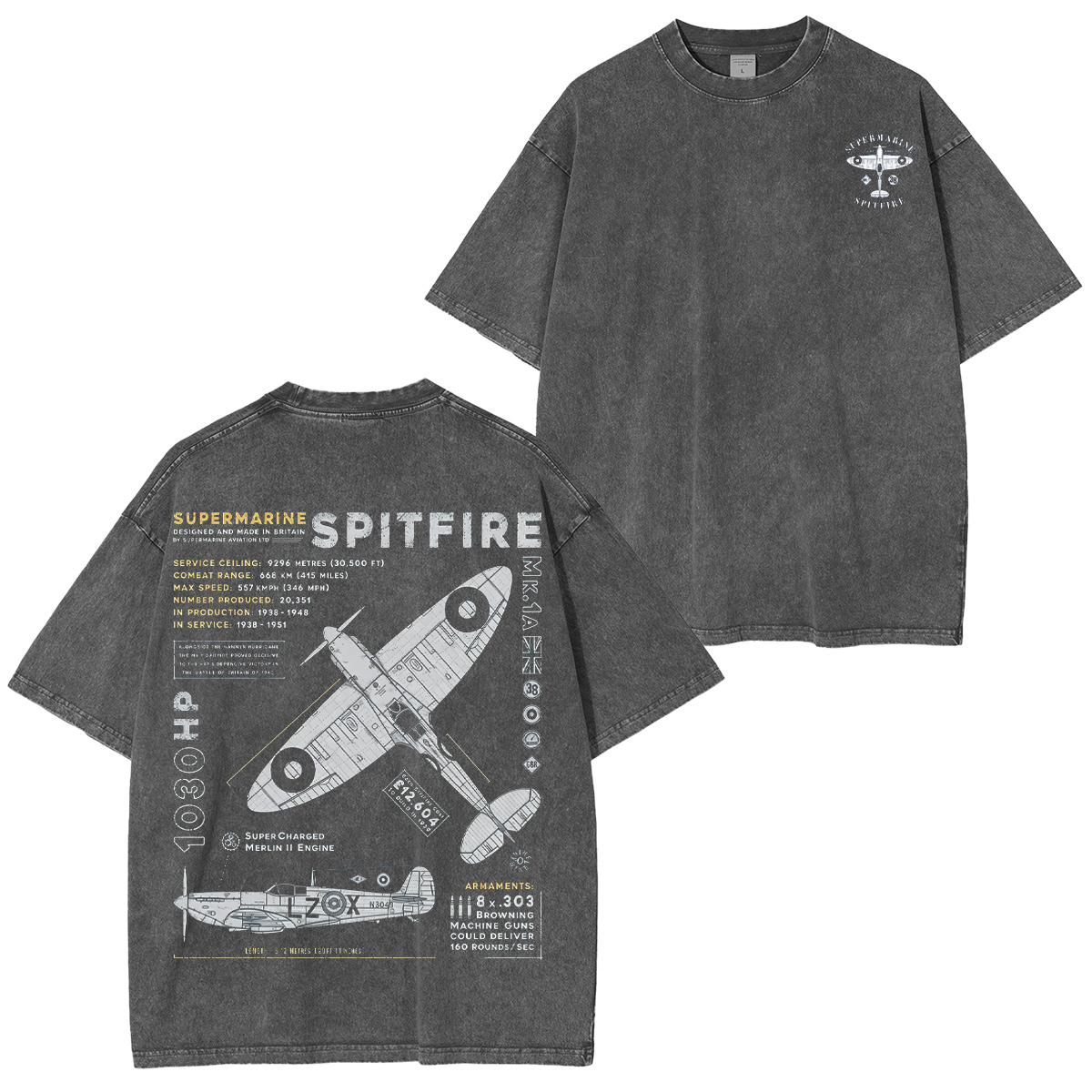 Supermarine Spitfire MK1 Oversized T-shirt/Crewneck/Hoodie