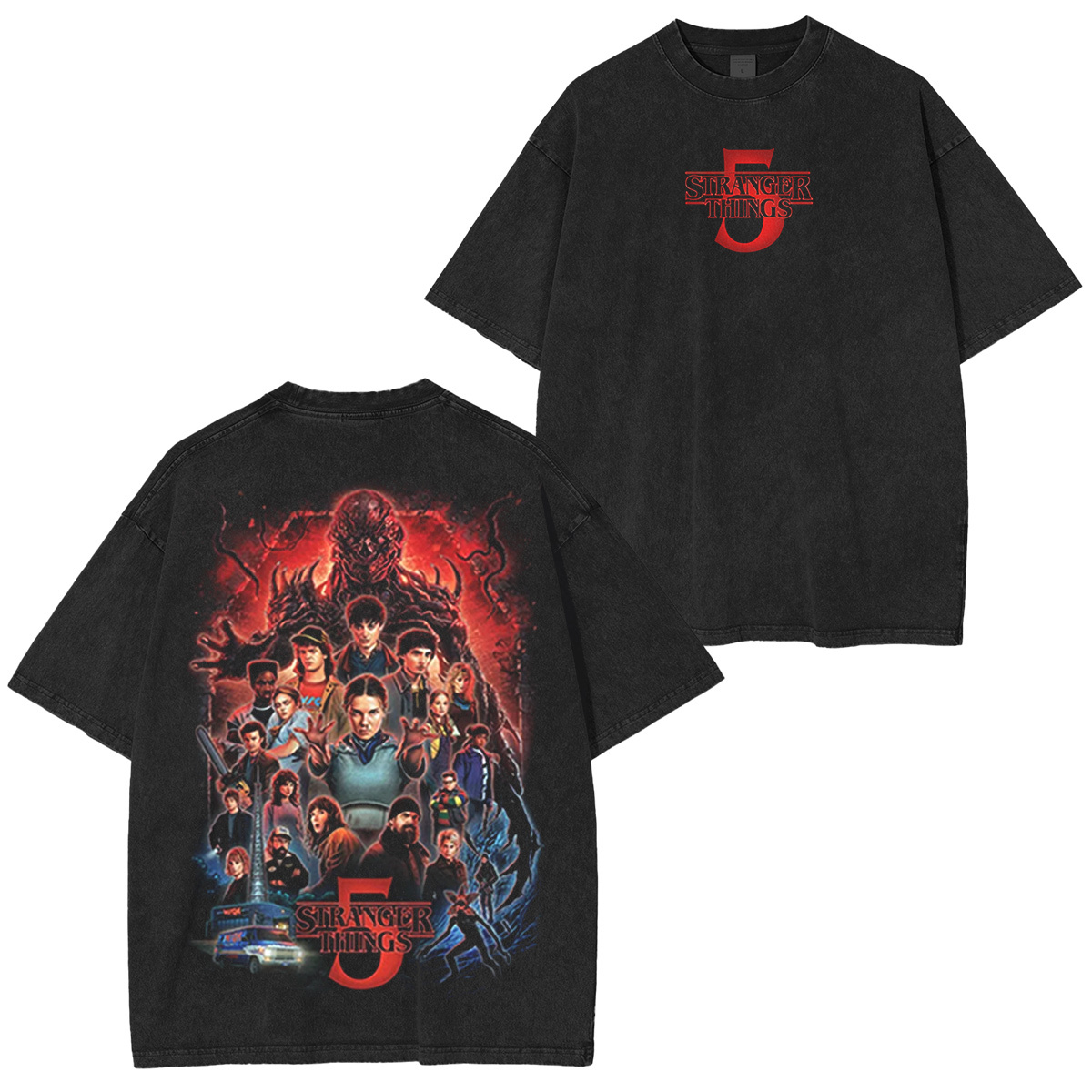 Retro Guitar Solo Cartoon Character Oversized Washed T-shirt/Crewneck/