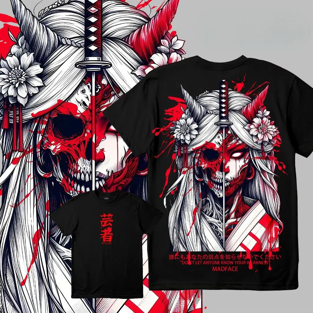 Half-Faced Skull Geisha Japanese Culture Oversize Unisex Shirts/Crewneck/Hoodie