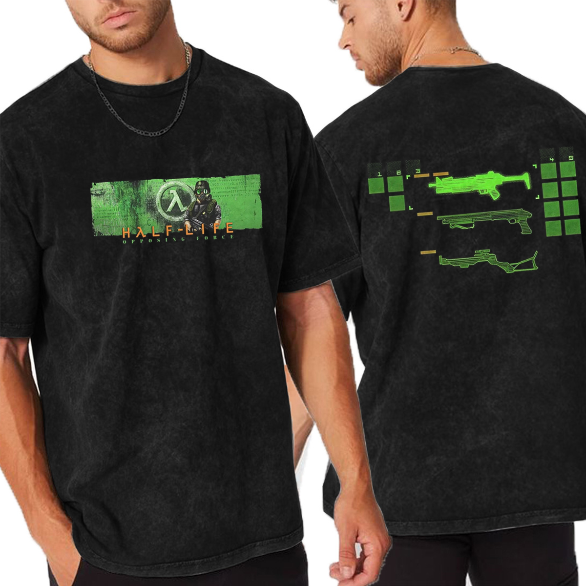 Half-Life Graphic Print Video Game Oversized Unisex Washed T-Shirt