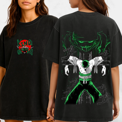 Zoro Roronoa One Piece Luffy Anime Unisex Washed T-Shirt