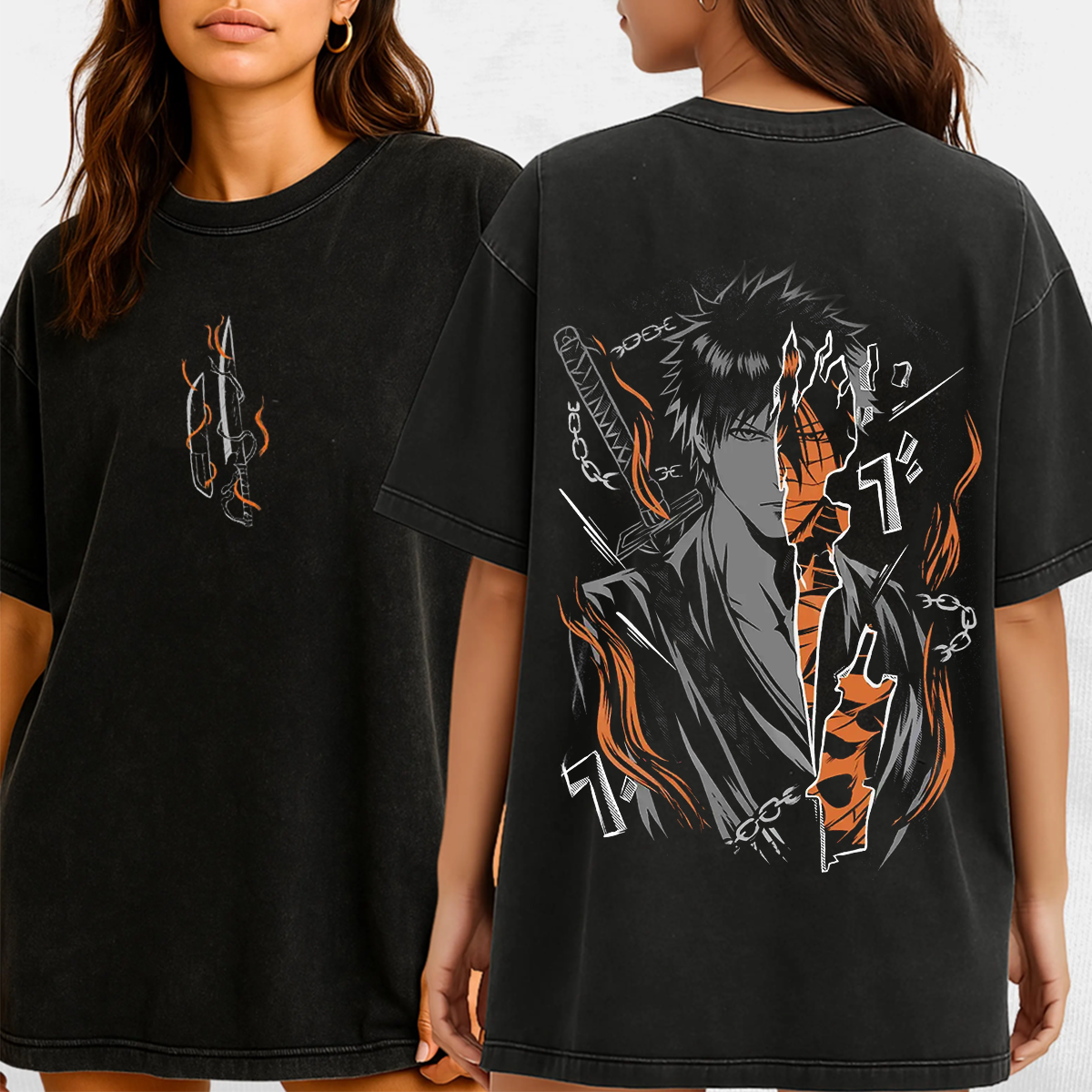 Bleach Ichigo Kurosaki Oversized Vintage Unisex Washed T-Shirt