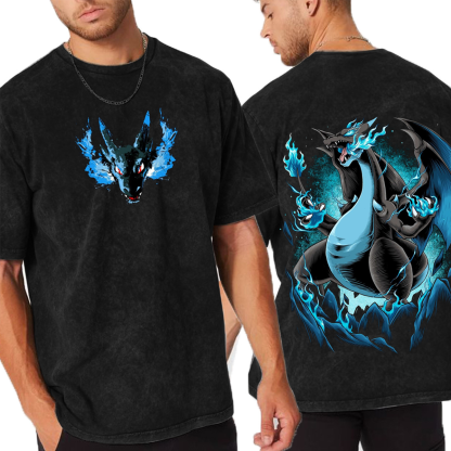 Mega Charizard X Pokemon Vintage Washed T-shirt/Crewneck/Hoodie