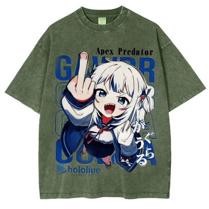 Gawr Gura Waifu Hololive Unisex Washed T-Shirt