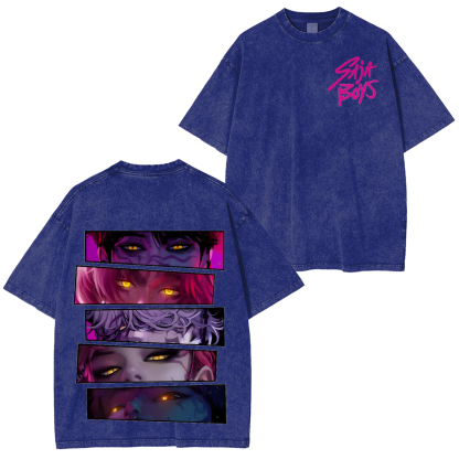 KPop Demon Hunters Saja Boys Oversized  Washed  Vintage Tee