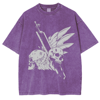 Skull and wings Vintage Washed T-Shirt