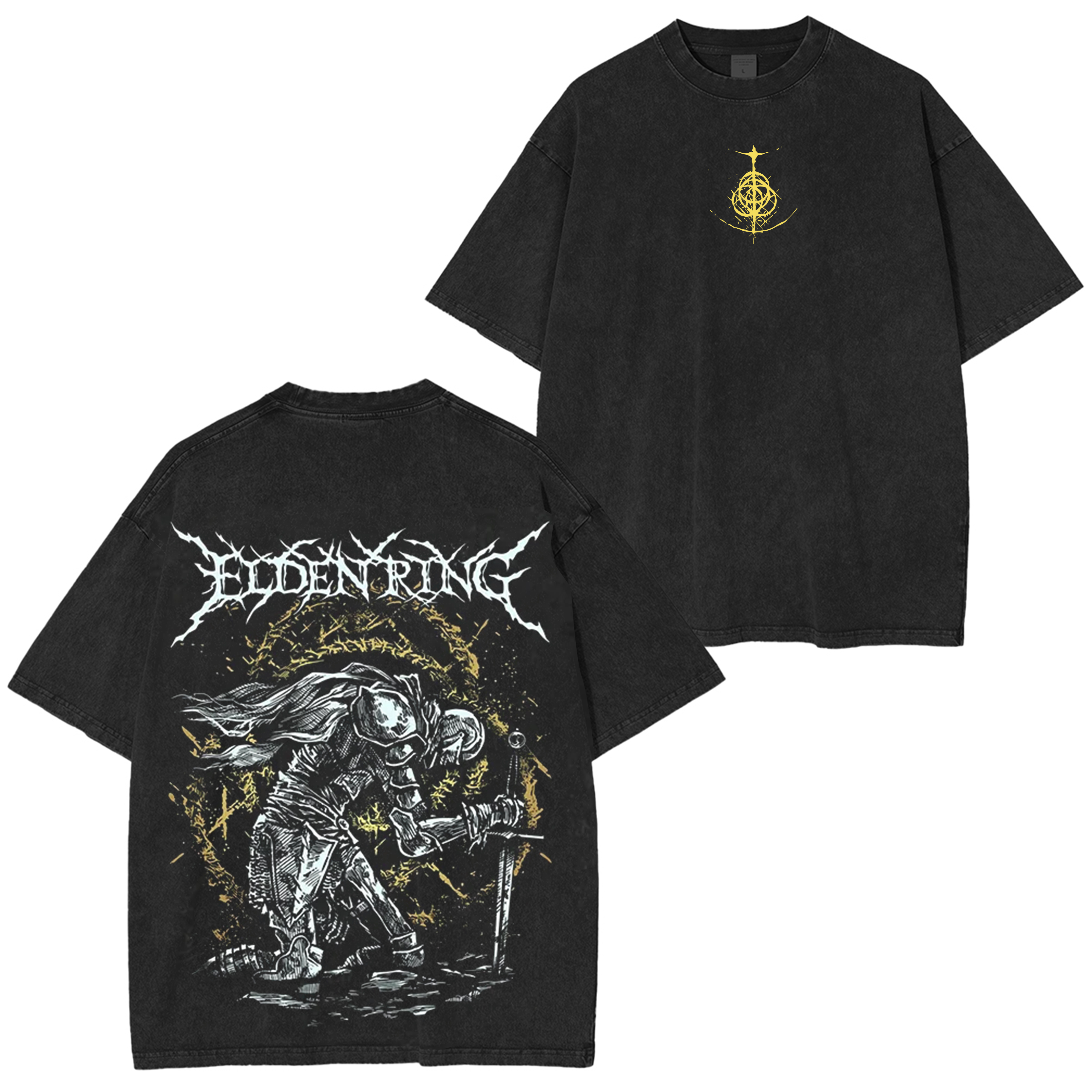 Elden Ring The Tarnished Heavy Metal Game T-shirt