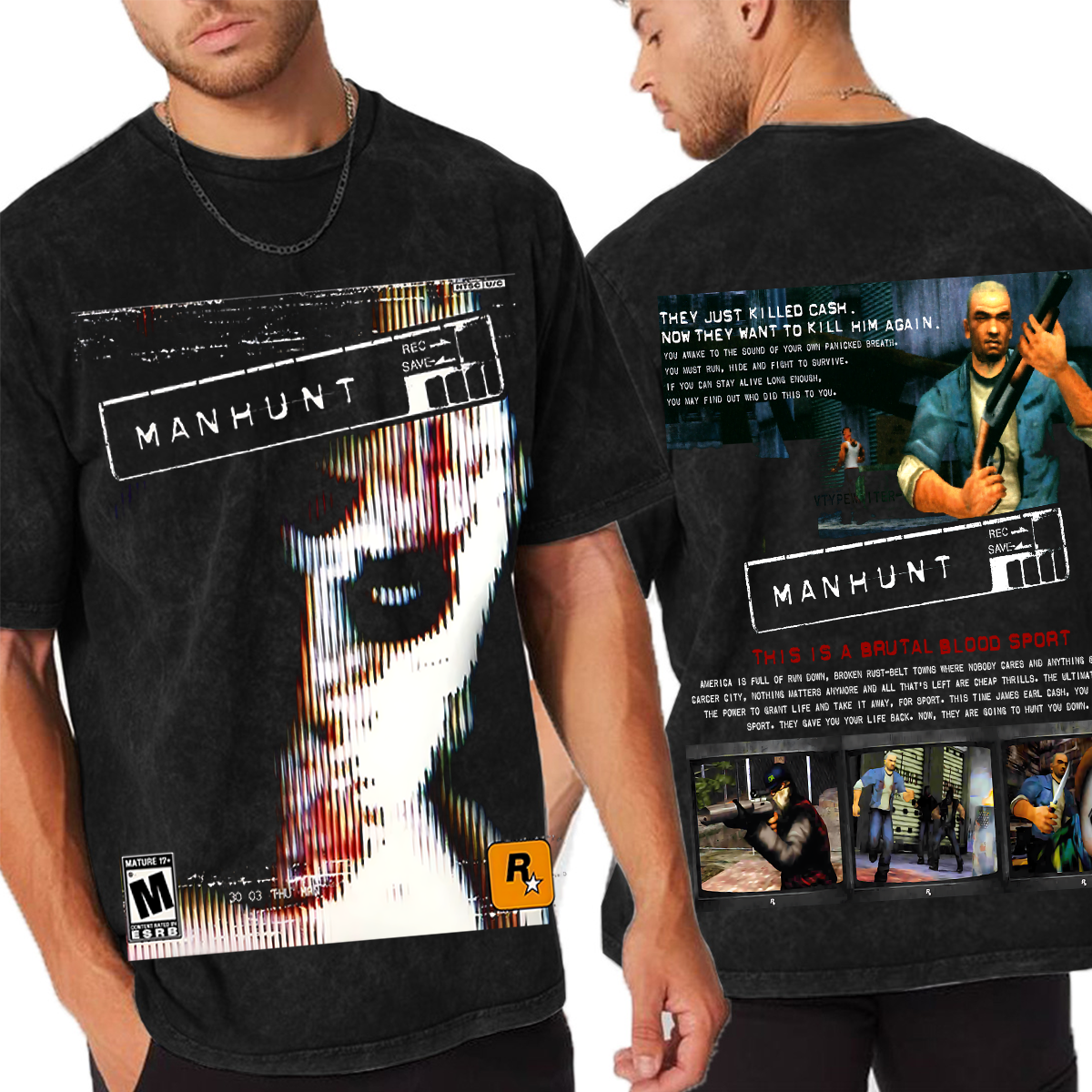 Manhunt Oversized Unisex Washed T-Shirt