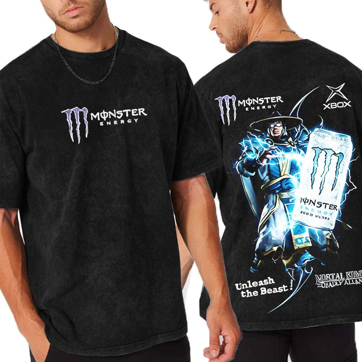 Monster Energy Girl & Mortal Kombat 11 Subrezo Oversized Unisex Washed T-Shirt
