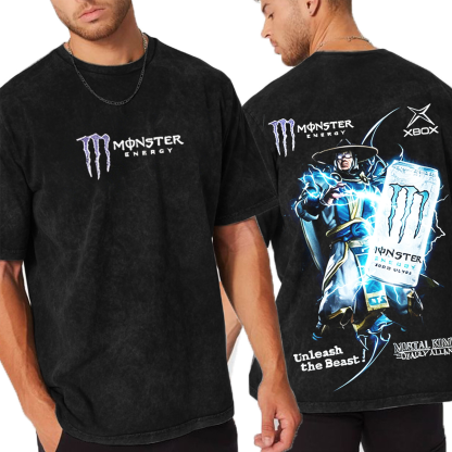 Monster Energy Girl & Mortal Kombat 11 Subrezo Oversized Unisex Washed T-Shirt