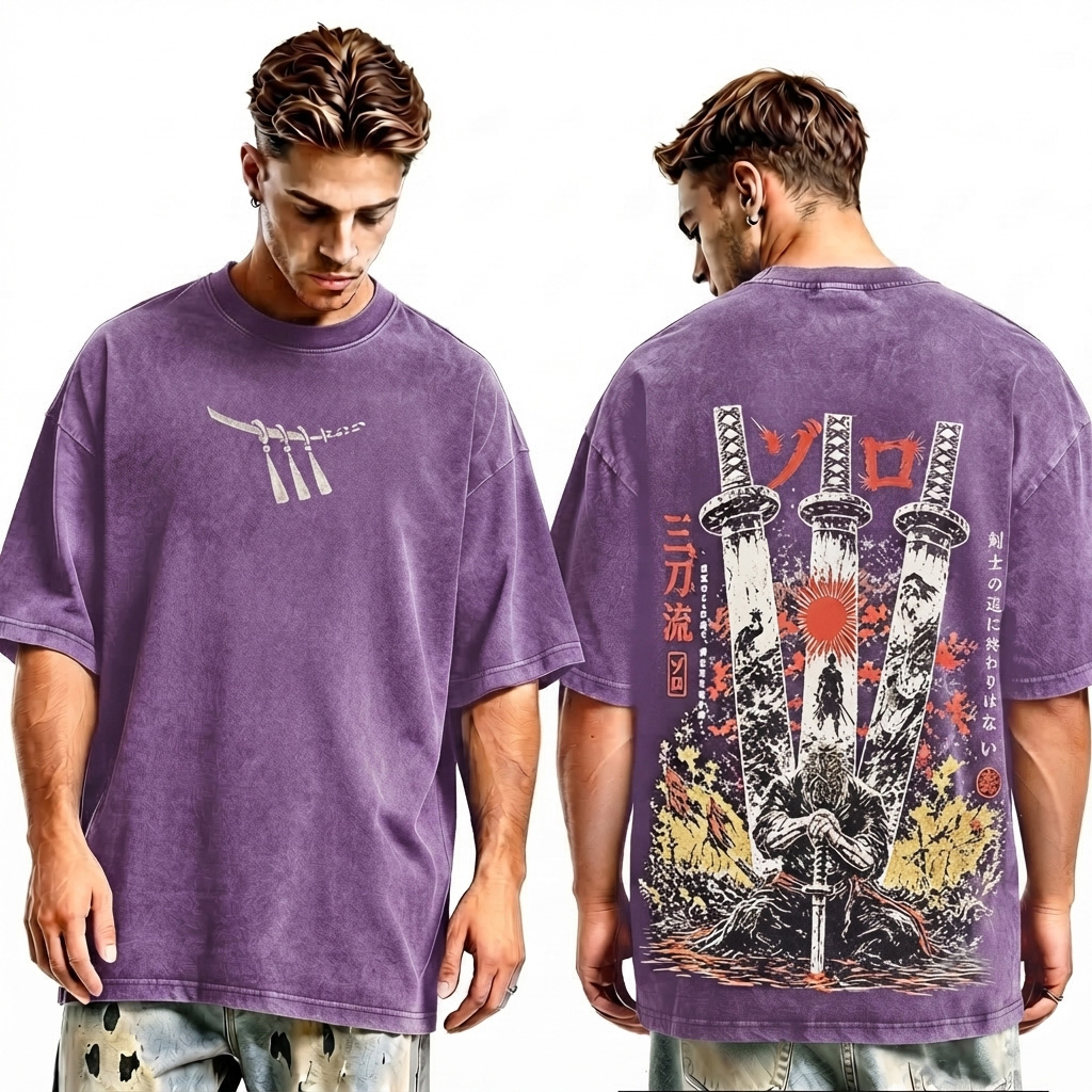 One Piece Pirate Hunter Zoro Unisex Washed T-Shirt
