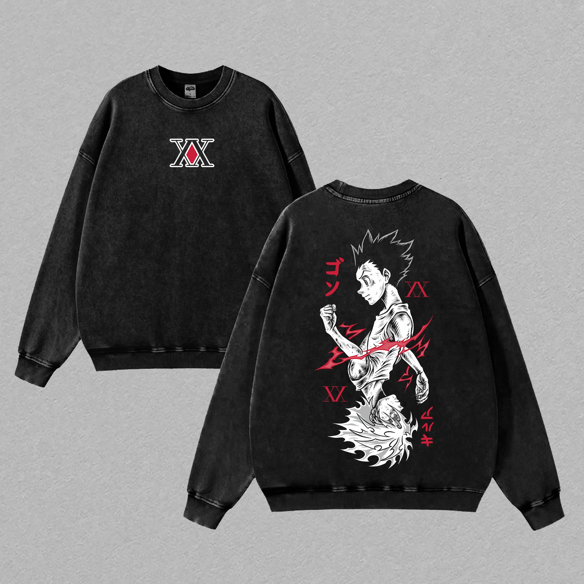 Gon Freecss VS Killuaa Zoldyckk Hunter x Hunter Anime Graphic Unisex Washed T-Shirt