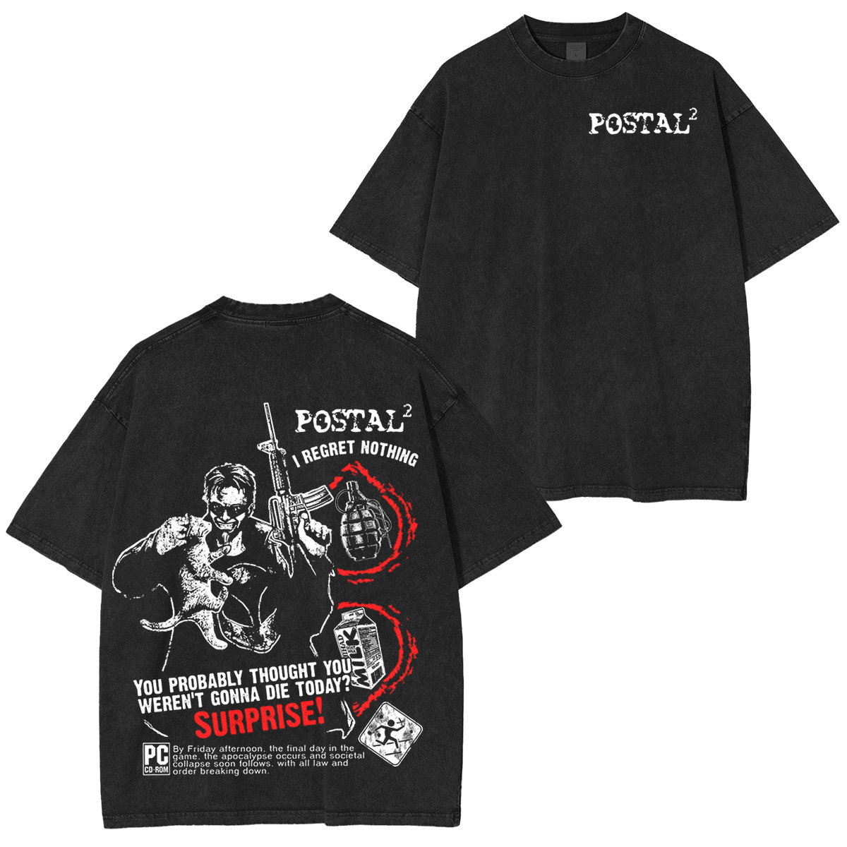 Postal 2 Vintage Graphic Oversized Washed T-shirt/Crewneck/Hoodie