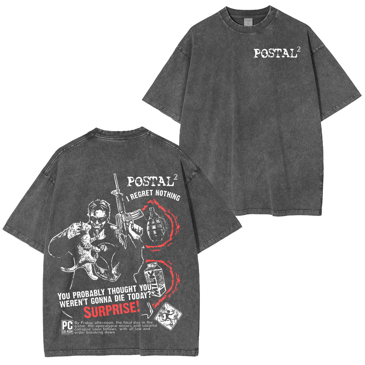 Postal 2 Vintage Graphic Oversized Washed T-shirt/Crewneck/Hoodie
