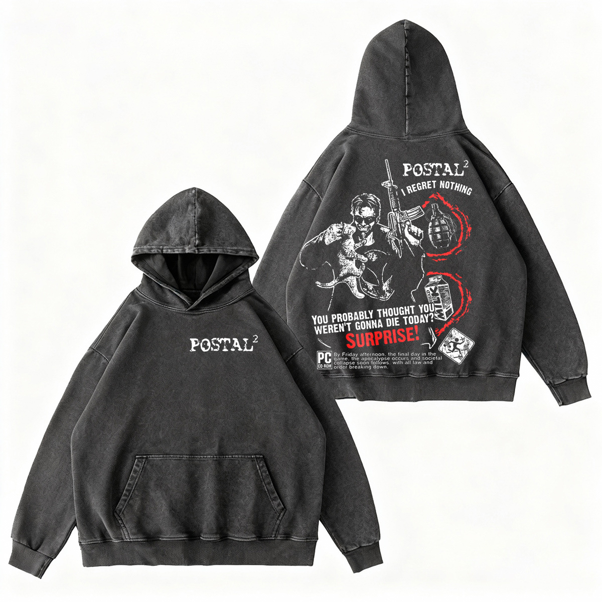 Postal 2 Vintage Graphic Oversized Washed T-shirt/Crewneck/Hoodie