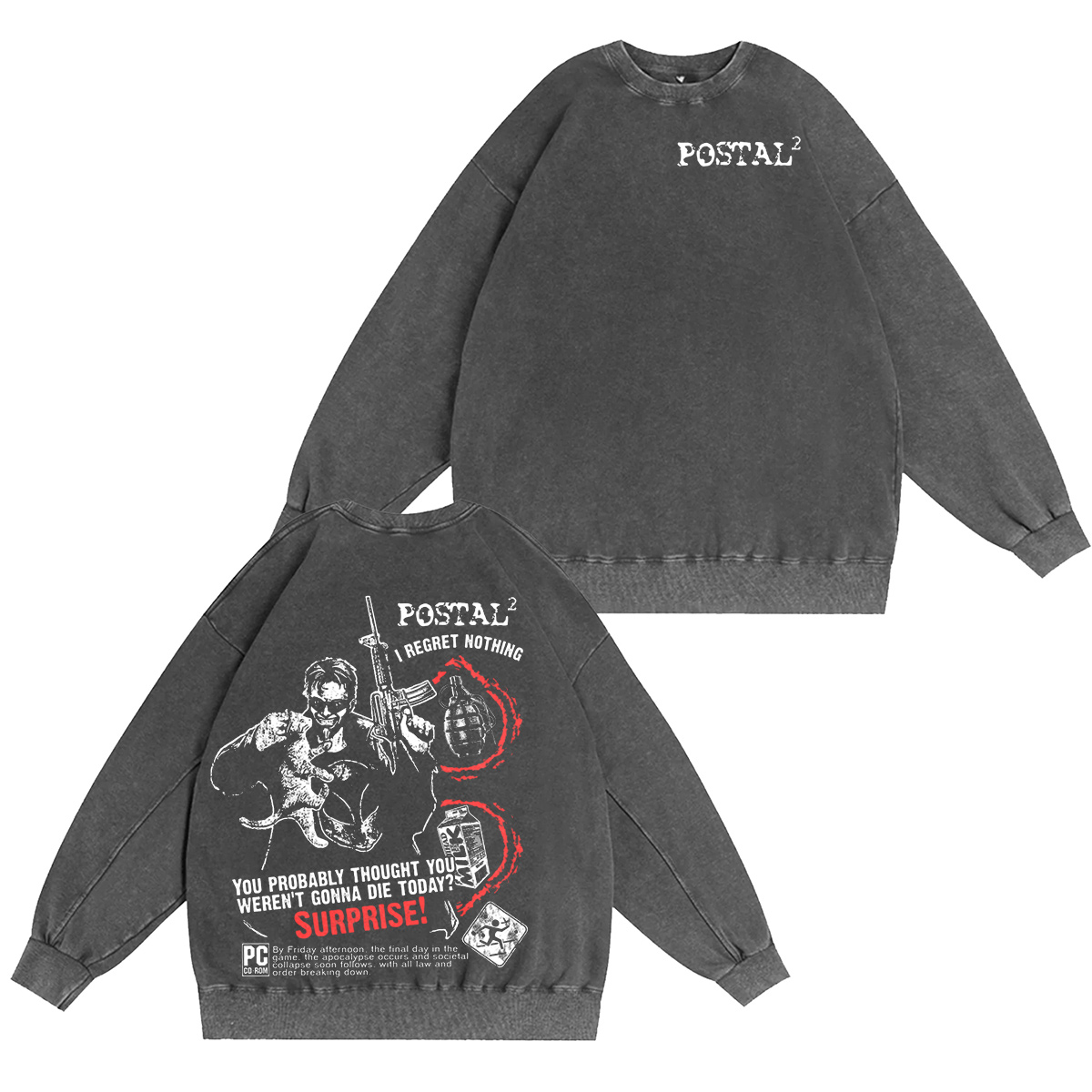 Postal 2 Vintage Graphic Oversized Washed T-shirt/Crewneck/Hoodie