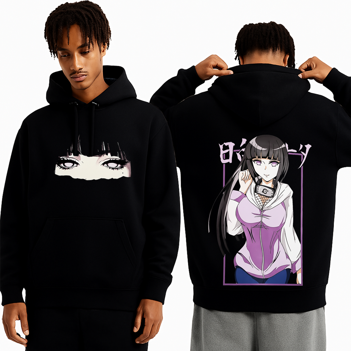 Hinata x Naruto Anime Double Printed Vintage Washed T-shirt/Crewneck/Hoodie