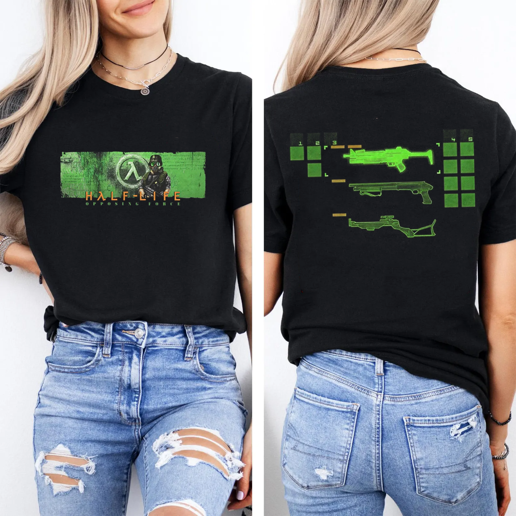 Half-Life Graphic Print Video Game Oversized Unisex Washed T-Shirt